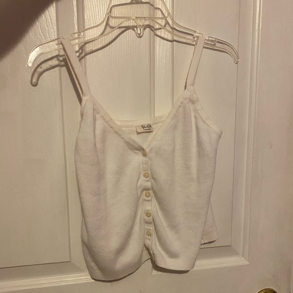 White button up tank top
